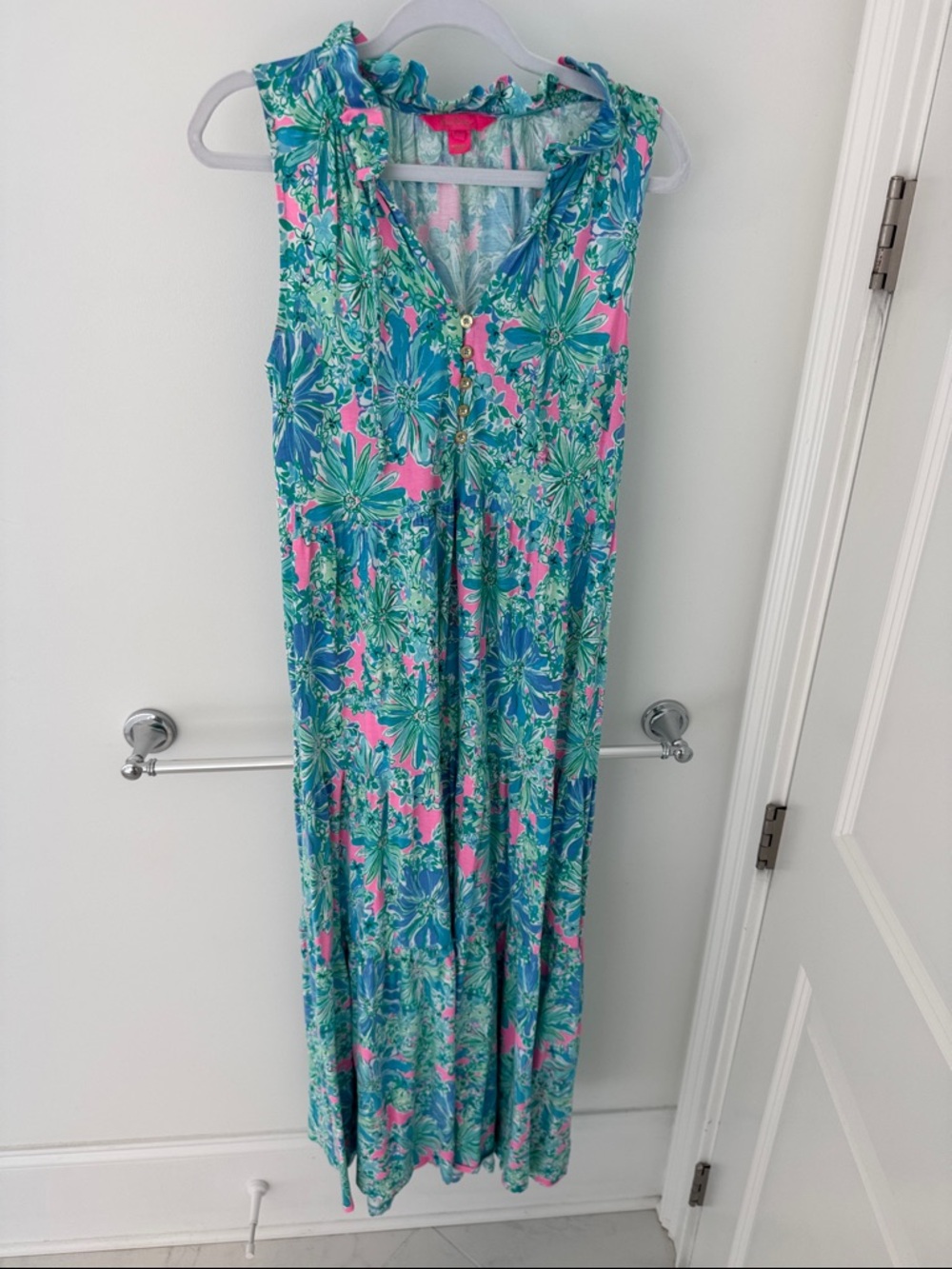 Lilly Pulitzer Malone Maxi dress in Teal & Pink (As is)